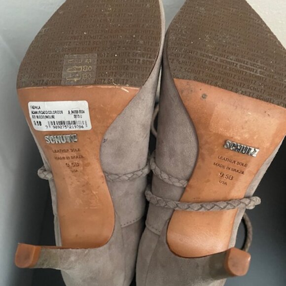 SCHUTZ FADHILA SUEDE  TASSEL ACCENTS BOOTS SIZE 9.5 (GRAY/TAN) - Picture 5 of 5